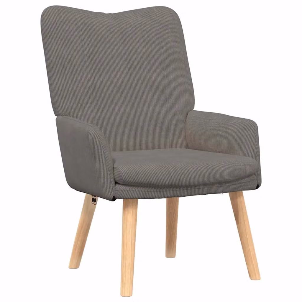 Poltrona relax moderna in tessuto grigio chiaro con braccioli e struttura in legno, L: 63 cm, P: 67 cm, H: 94 cm – 2