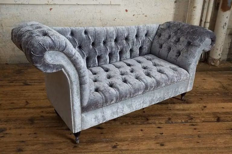 Design Chesterfield Stoff Couch Chaise Lounge Polster Chaiselongues Sofas