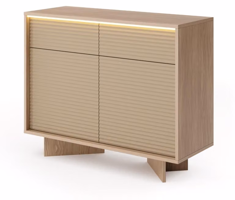 Comodino FURNLUX, color crema, 104 cm / Colore principale: crema / Dimensioni: 104 x 85 x 40 cm