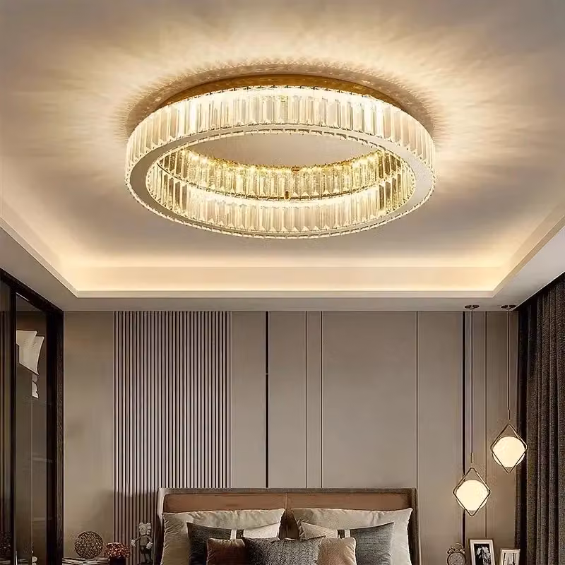 Lampada da soffitto Toolight APP1719-C in metallo e vetro color oro e trasparente, diametro: 40 cm – 2