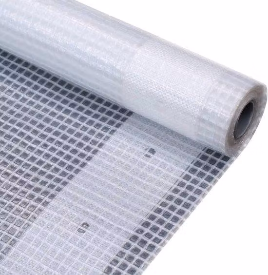 Pellicola di copertura trasparente 2x10 m, 260 g/m², bianca, rinforzata e resistente ai raggi UV, con occhielli di fissaggio