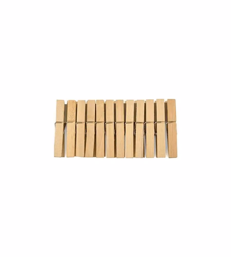 H&H Molle Biancheria 12 Pezzi in Legno Marrone 18x9x2 cm per Lavanderia