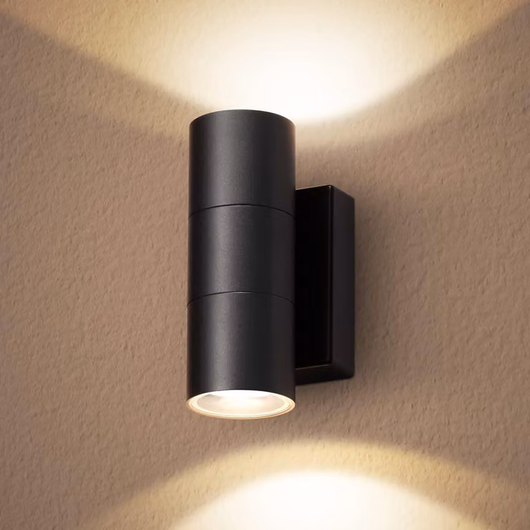 Lampada da parete a LED per esterni, grado di protezione IP65, alluminio, design up&down, attacco GU10, colore nero