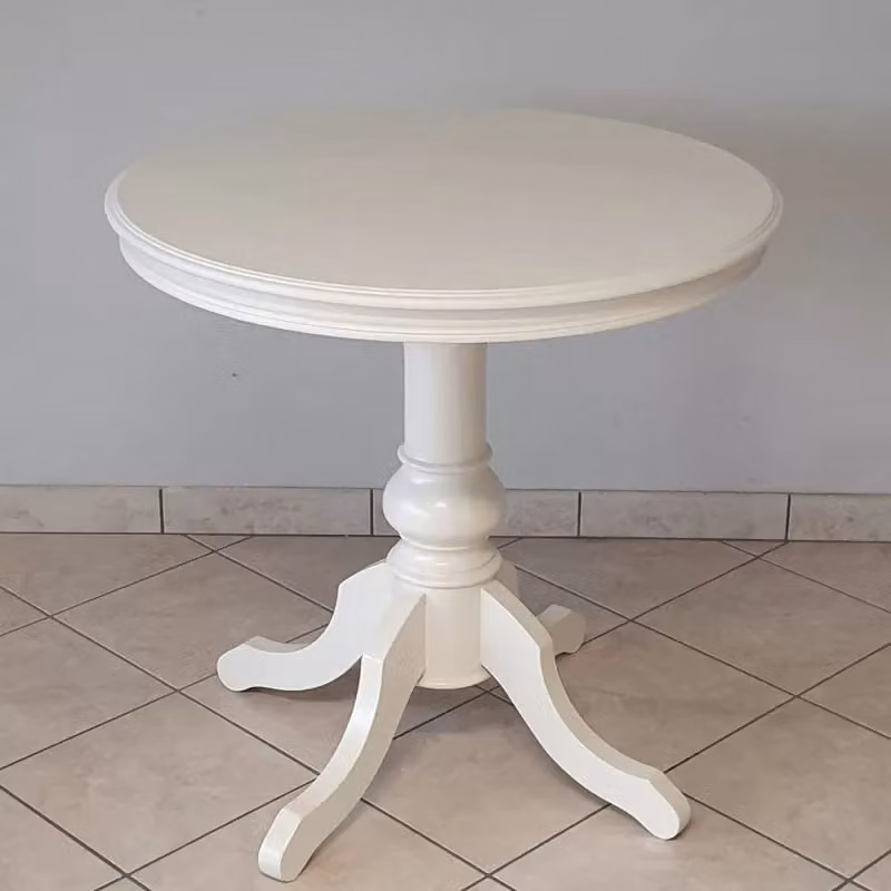 Tavolo rotondo classico in legno bianco Mobili 2G L: 80 cm, P: 80 cm, H: 78 cm – 2