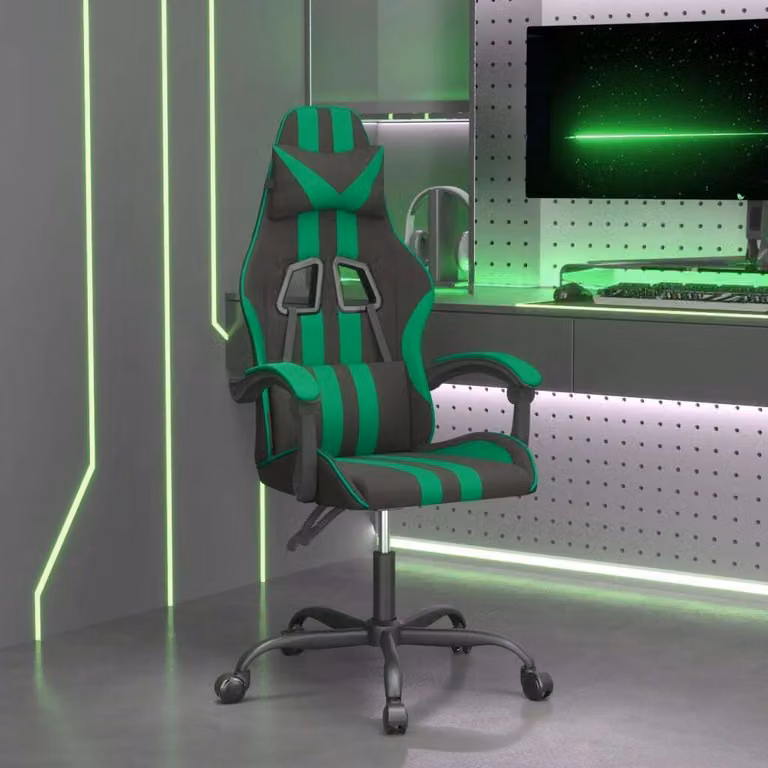 The Living Store Sedia da gioco girevole in ecopelle nera e verde