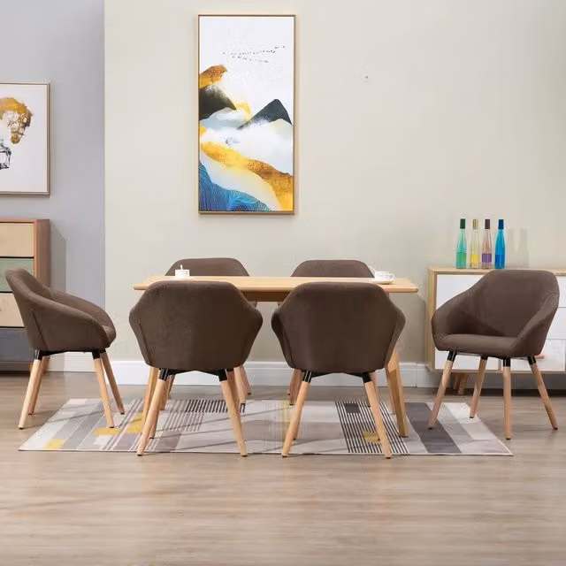 Sedie da Pranzo 6 pz Marroni in Tessuto 278420