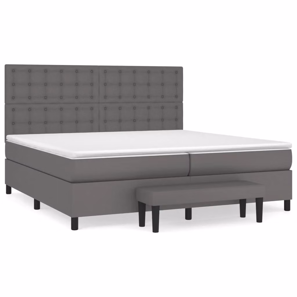 Giroletto a Molle con Materasso Grgio 200x200 cm in Pelle finta