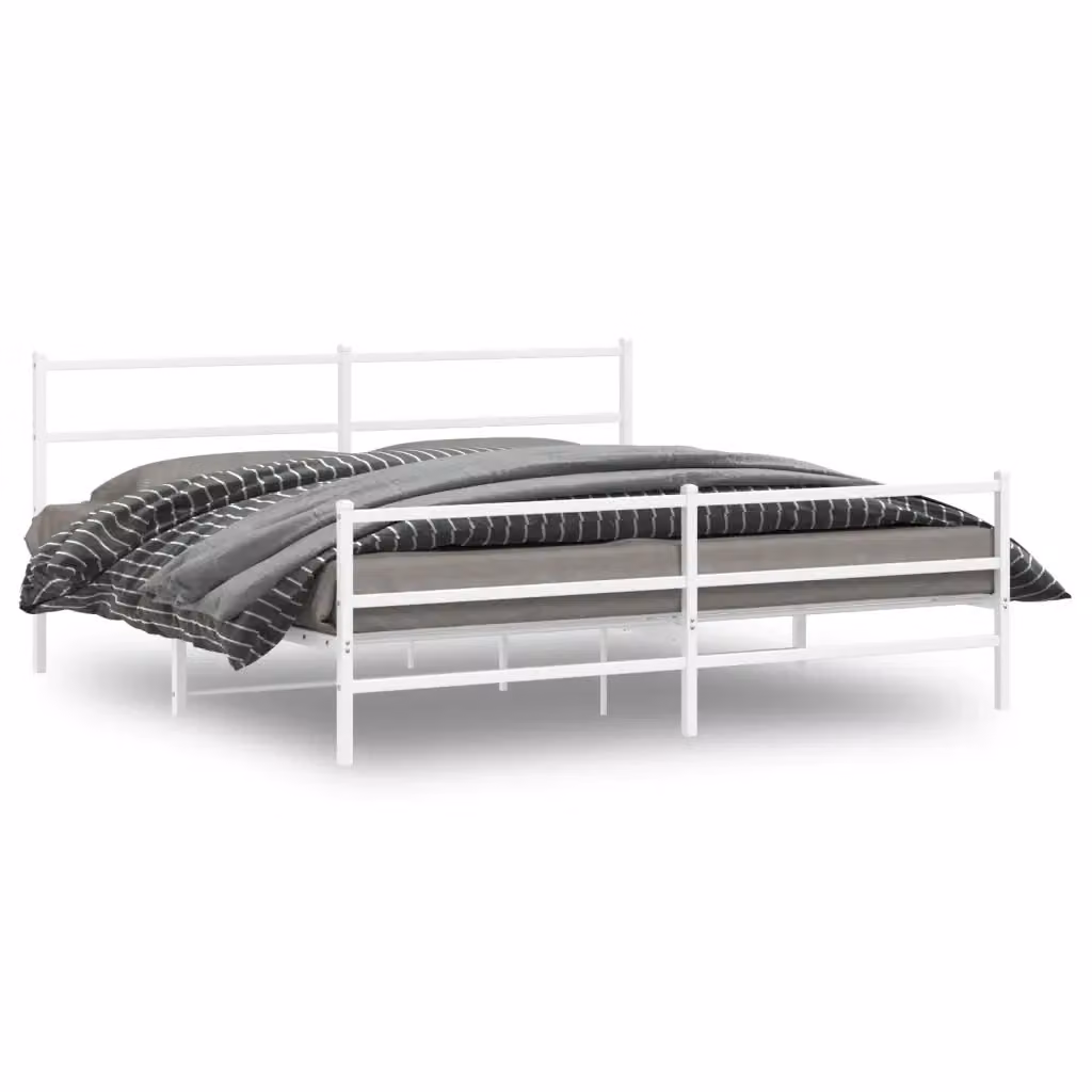 vidaXL Giroletto con Testiera e Pediera in Metallo Bianco L: 187 cm, P: 90 cm, H: 219 cm – 2