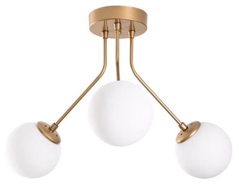 Lampadario dorato in metallo, diametro 56 cm, altezza 40 cm, 3 attacchi E14