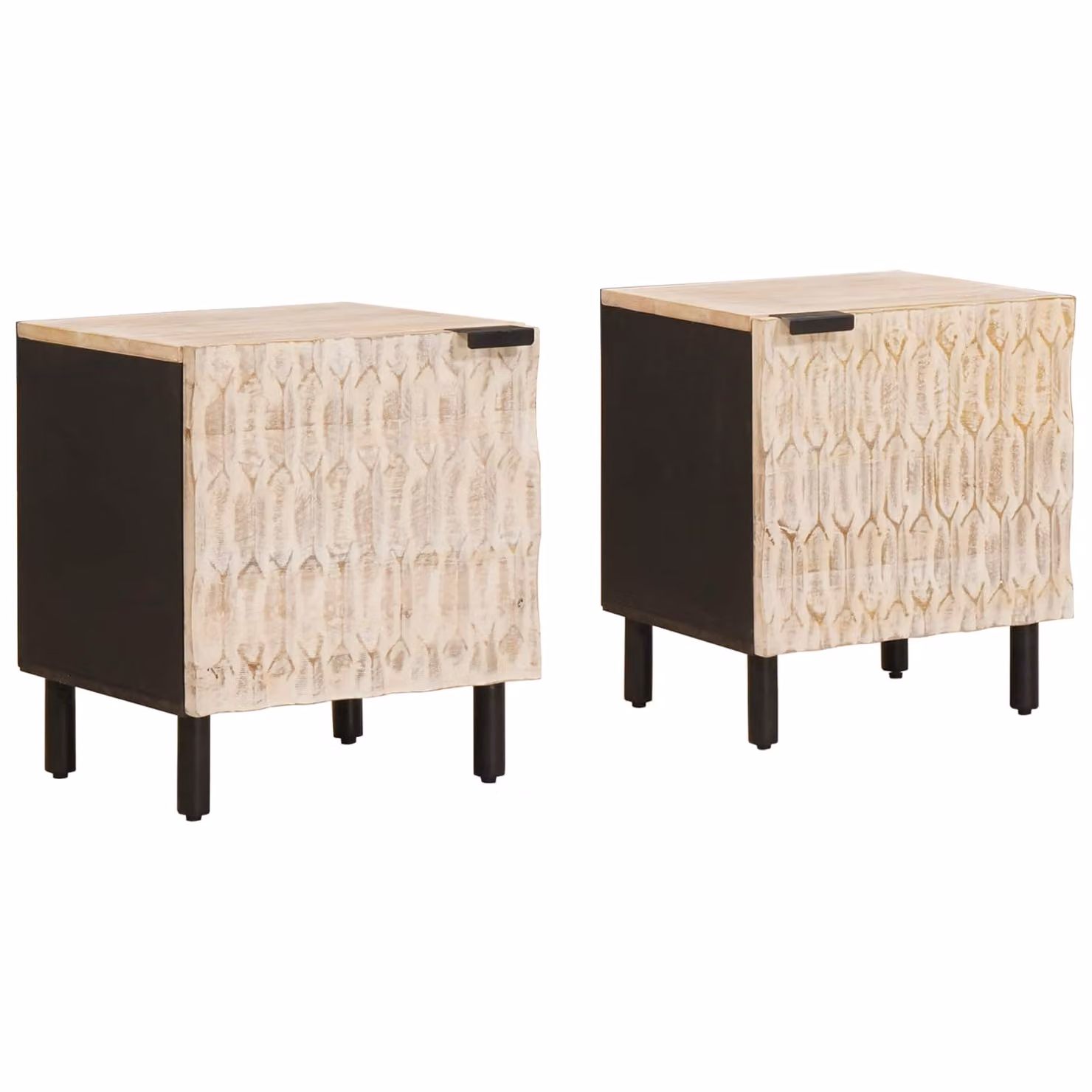 Set di 2 comodini vidaXL in legno di mango bianco lucido per camera da letto L/P/H: 40 x 33 x 46 cm