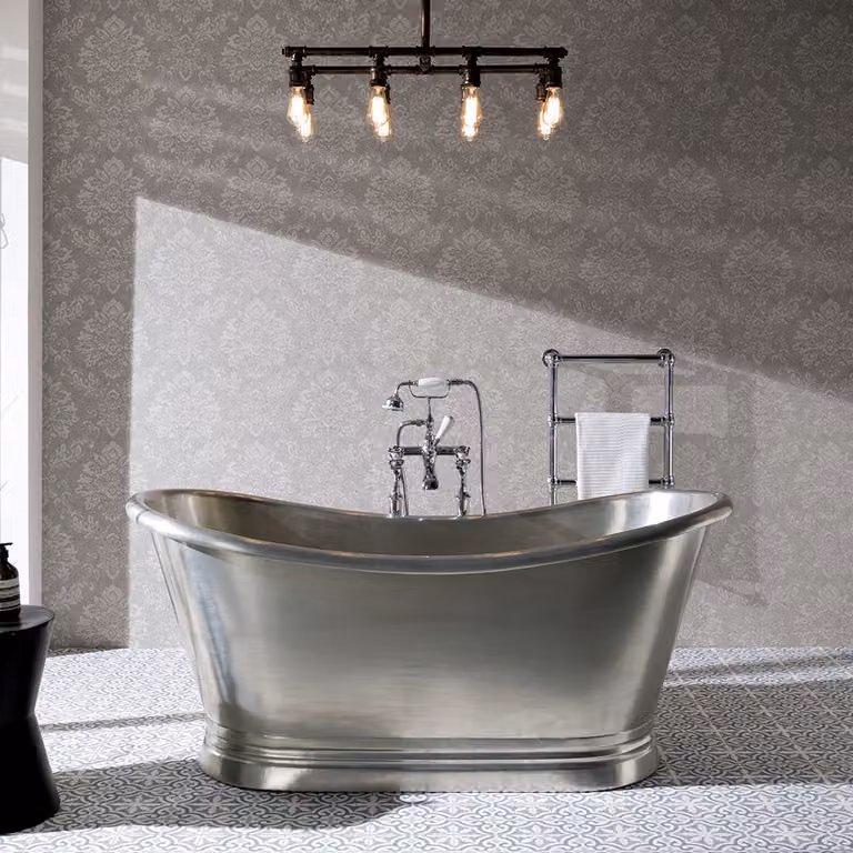 Vasca da Bagno a Doppia Estremità - Interno ed Esterno in Metallo - 1500mm x 725mm