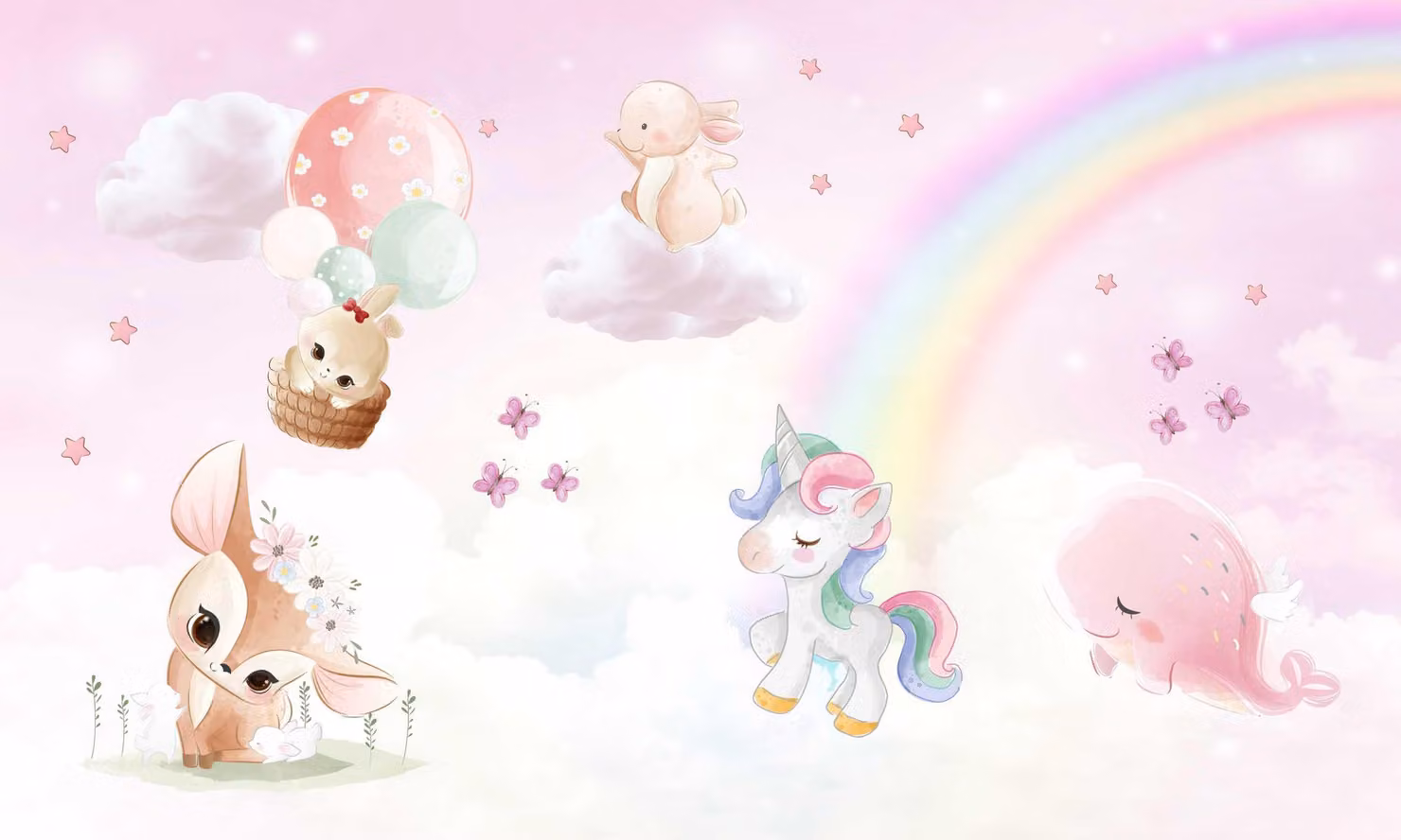 Tappeto magnetico per radiatori, Radiatori, Animali, Arcobaleno, Rosa, 60x100