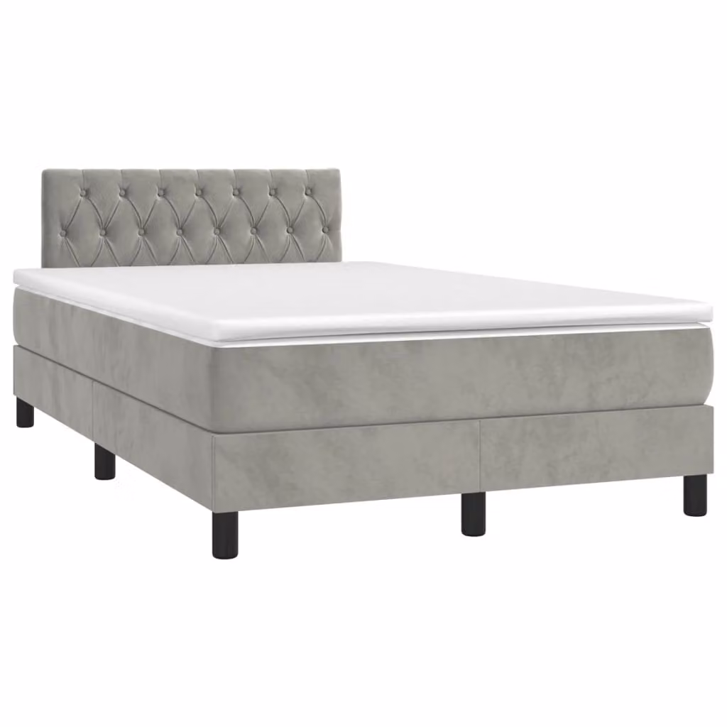 Maison Exclusive - Letto a Molle con Materasso e LED Grigio Chiaro 120x190 cm Velluto