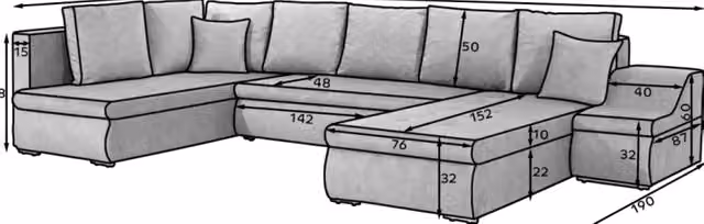 Divano panoramico a L Meublorama GYOVANI grigio argento con funzione letto e poggiatesta regolabile, angolo destro, L: 294 cm, P: 190 cm, H: 82 cm