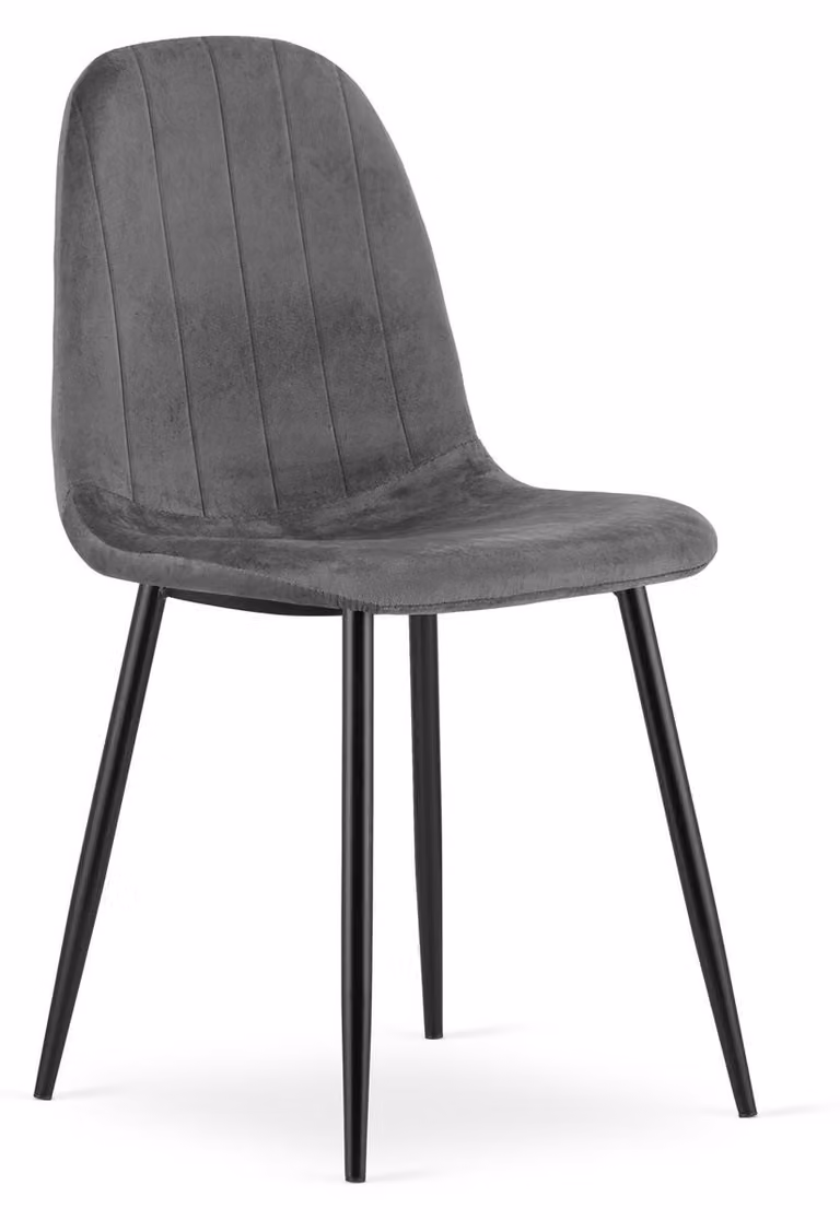 Sedia Padva in velluto grigio scuro con gambe nere