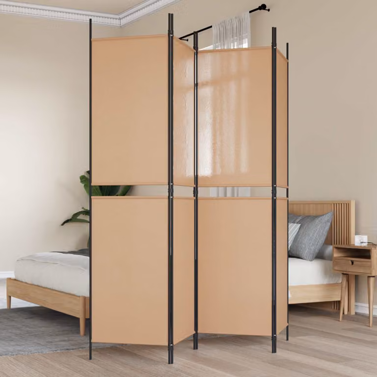 Paravento a 4 Pannelli vidaXL in Tessuto Beige L 200 cm x H 200 cm