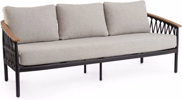 Divano da giardino a 3 posti GIORDANOSHOP con cuscini in antracite, struttura in alluminio verniciato a polvere e L: 205 cm, P: 75 cm, H: 85 cm