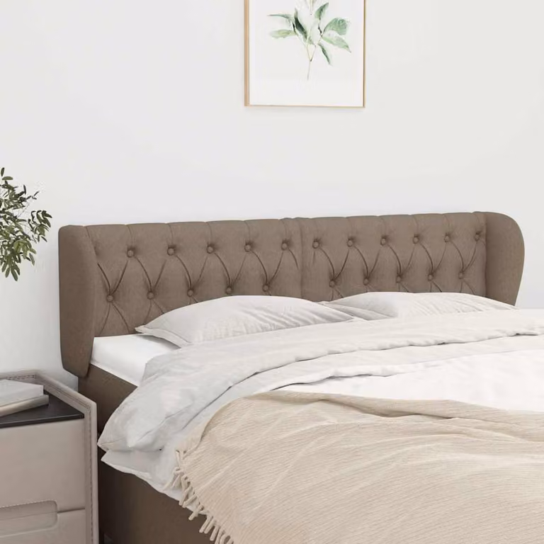 Testiera ad orecchio vidaXL in tessuto color tortora L: 163 cm, P: 23 cm, H: 78/88 cm