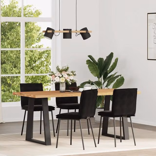 Set di 4 sedie da pranzo moderne vidaXL in velluto nero per soggiorno e cucina – 1