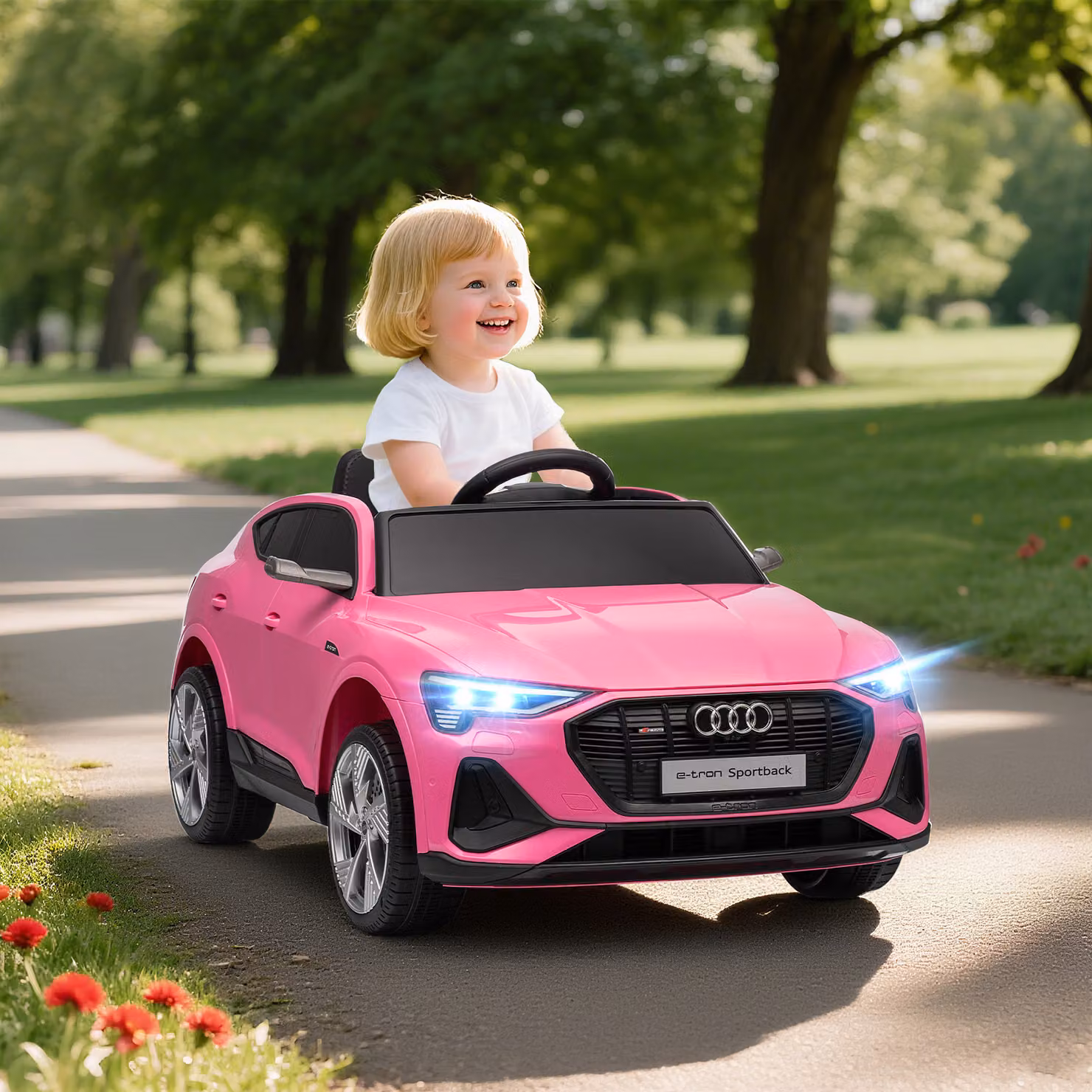 Macchina Elettrica HOMCOM per Bambini 12V con Telecomando, Luci e Musica, Colore Rosa – 2