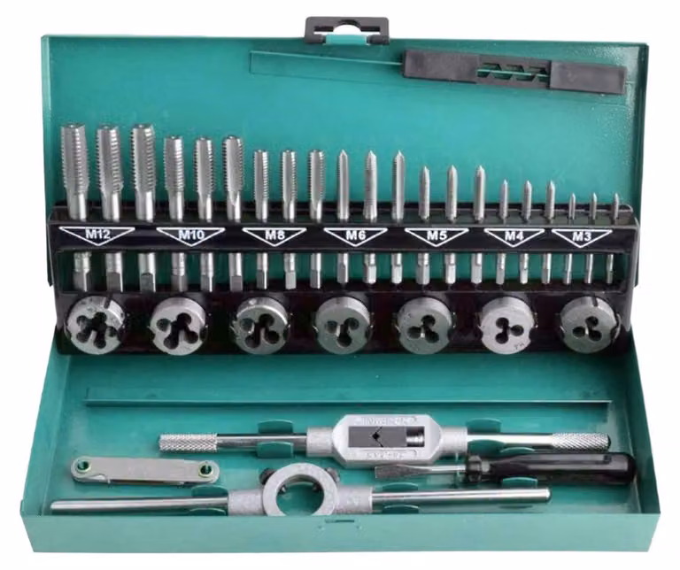 AW Tools - Set di maschi per filettare, acciaio (confezione da 32 pezzi) AW3035 (taglia unica) (argento)
