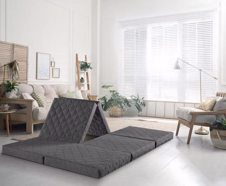 Materasso per ospiti 195x140x8 cm con rivestimento, color grigio chiaro, Öko-Tex