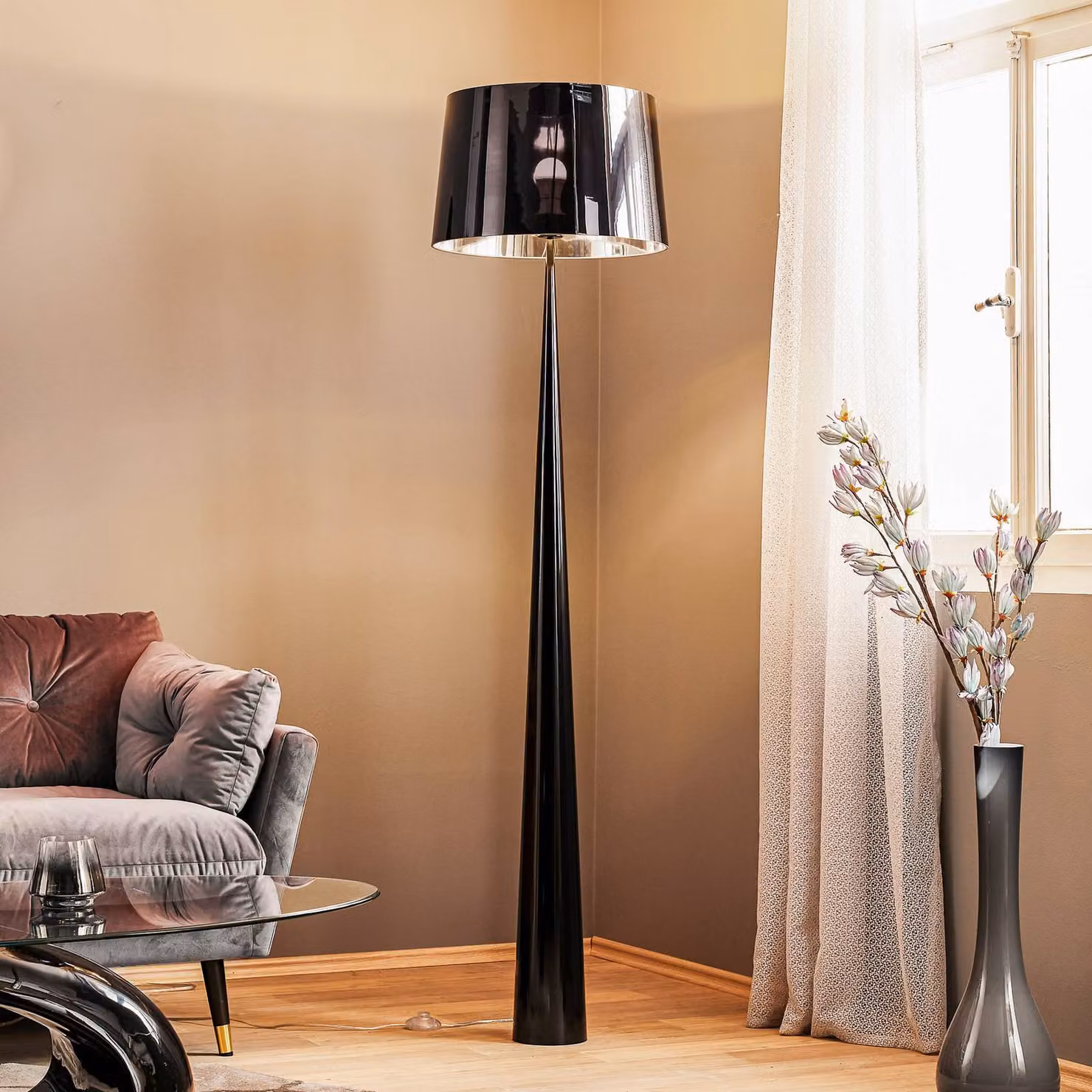 Aluminor Lampada da terra Totem LS, Nero, Soggiorno / Sala da pranzo, Metallo, Moderno, Lampada da terra