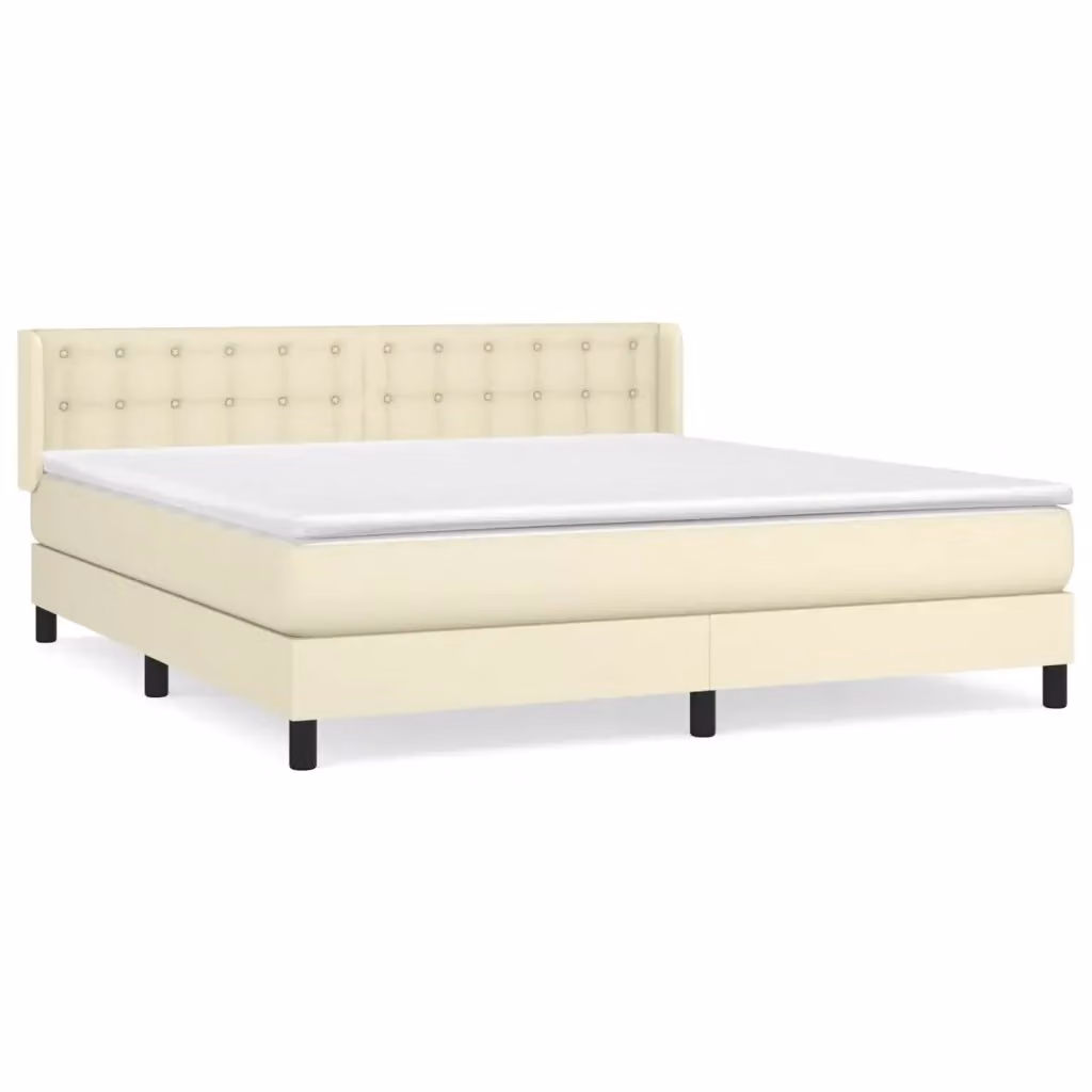 Letto con Giroletto a Molle e Materasso Ibrido vidaXL in Similpelle Beige, L/P: 160 x 200 cm – 2