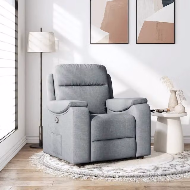 Divano Sedia-Poltrona Reclinabile in Tessuto Grigio Chiaro 873975