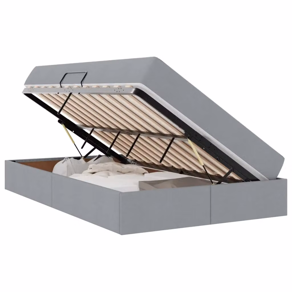 Letto moderno con contenitore a sollevamento vidaXL in tessuto grigio e nero L/P/H: 200 x 120 x 43,5 cm – 2