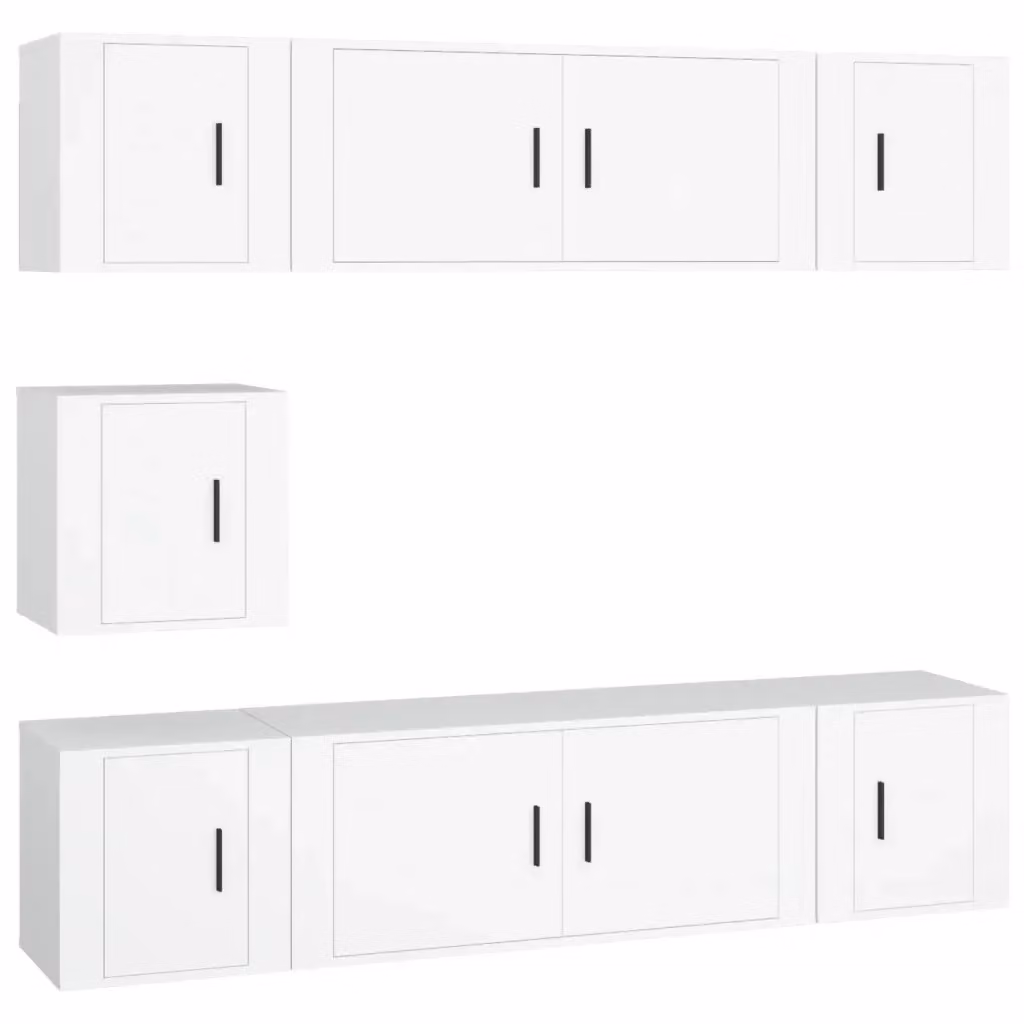 Set di mobili porta TV vidaXL in legno multistrato bianco con design classico e montaggio a parete per il tuo soggiorno – 2