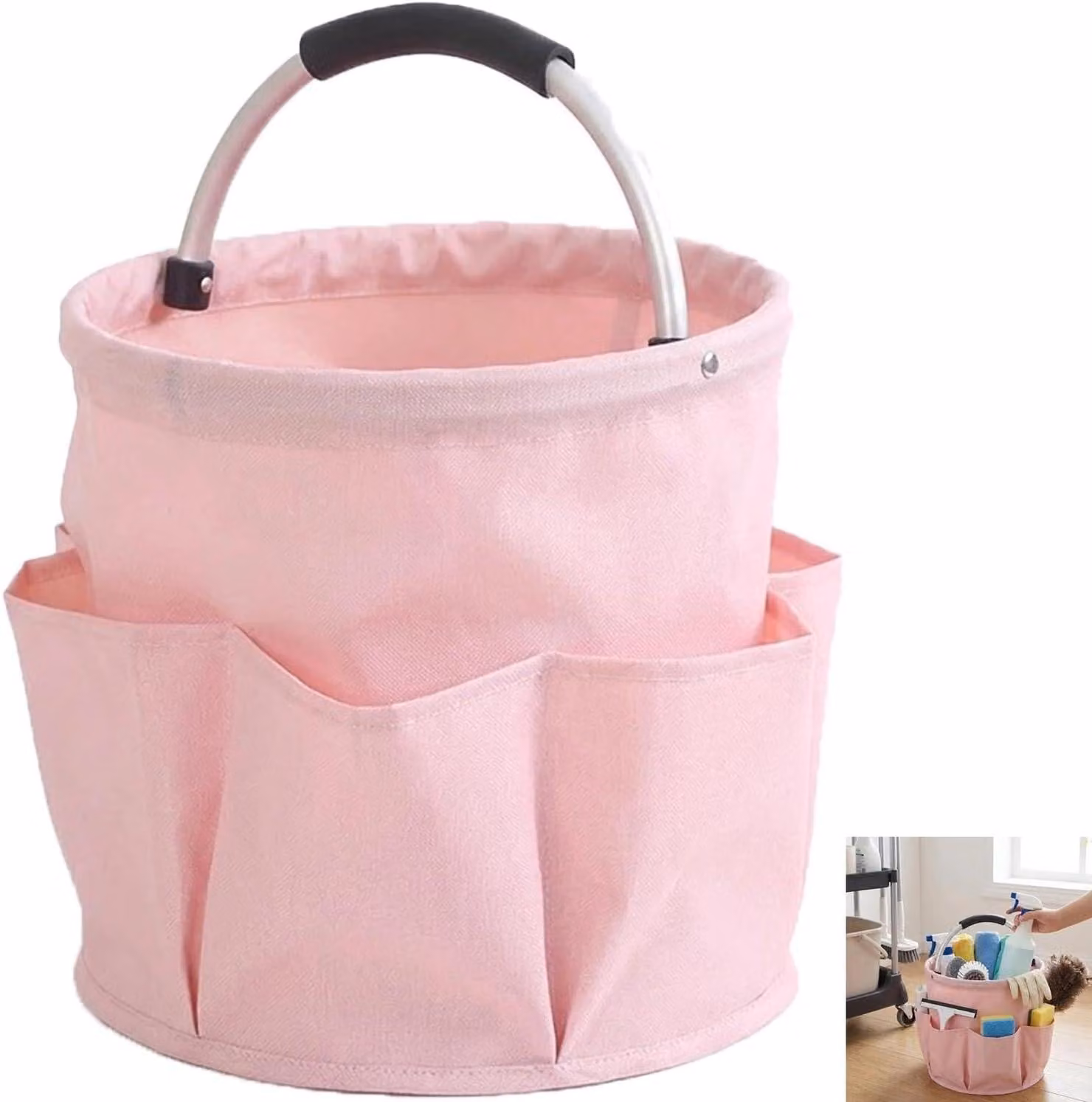 Organizzatore pieghevole per la pulizia, realizzato in cotone Oxford, con una capacità di 17 litri, dotato di maniglia per il trasporto, ideale per la casa e il giardino