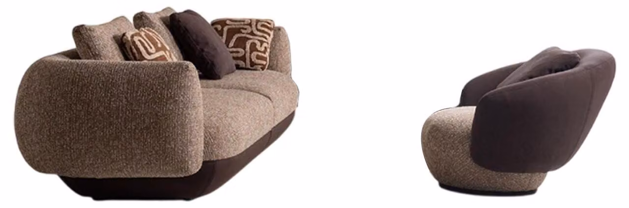 Designer Braune Sitzgarnitur Stilvoller Dreisitzer Luxus Sessel 2tlg