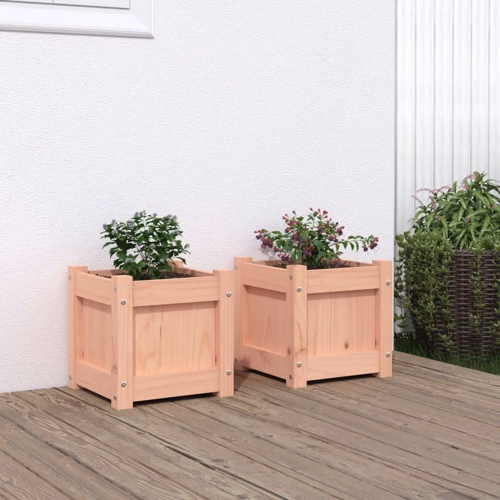 Set di 2 fioriere da giardino vidaXL in legno massello di Douglas, colore marrone