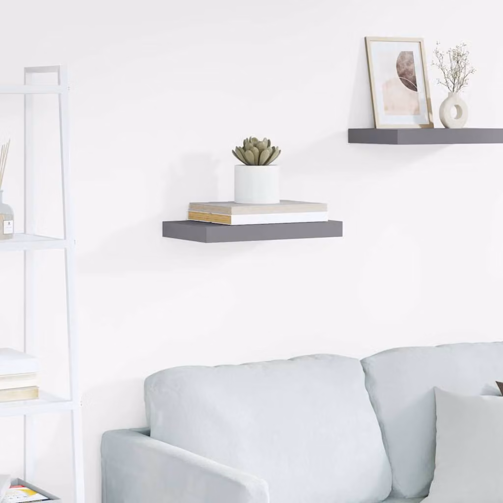 Scaffale a parete vidaXL Grigio in MDF e Metallo L 40 cm x P 23,5 cm x H 3,8 cm