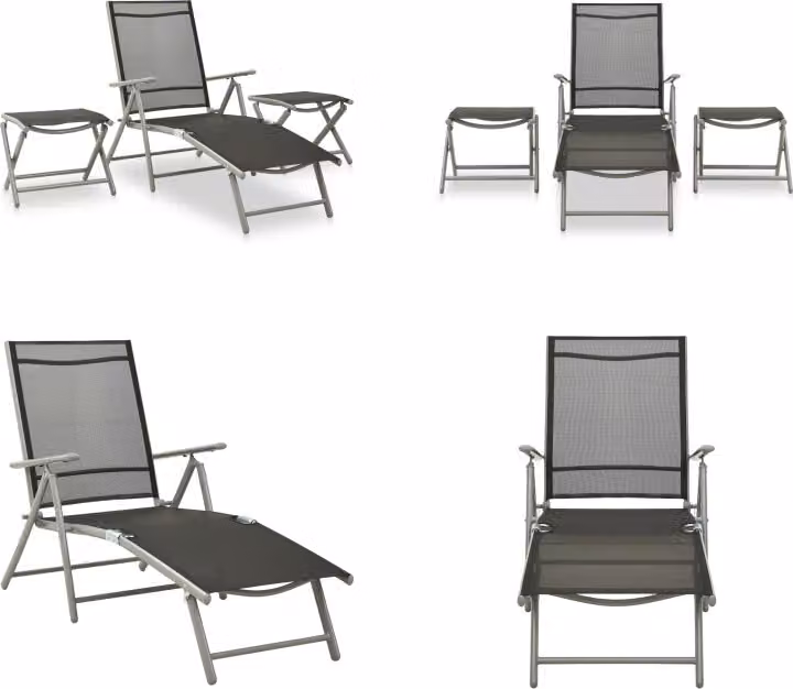 vidaXL Set salotto da giardino 3 pezzi in textilene e alluminio argento - Set salotto da giardino - Set salotto da giardino - Set mobili da giardino - Set mobili da giardino