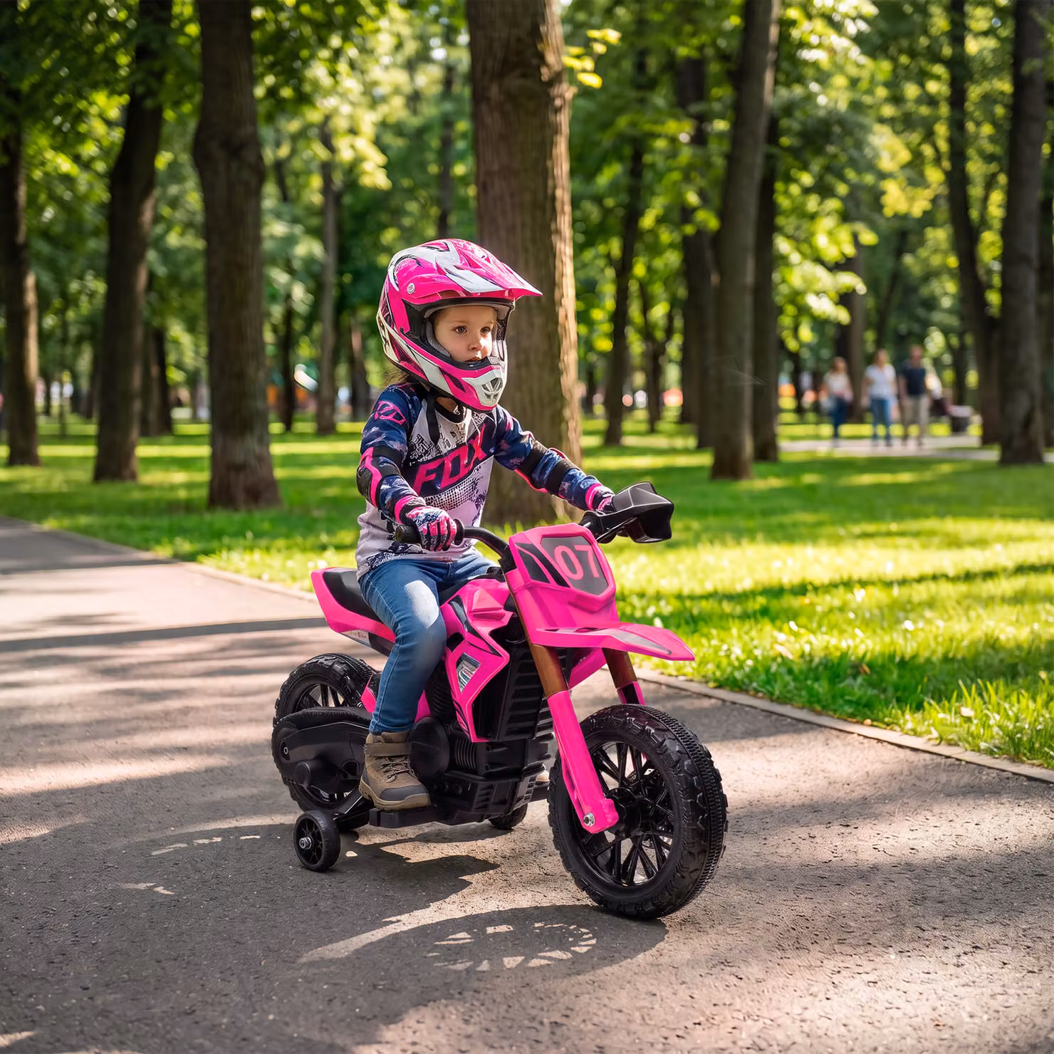 Moto Elettrica per Bambini AIYAPLAY con Doppi Motori 12V, Effetti Luce e Suono, Colore Rosa – 2