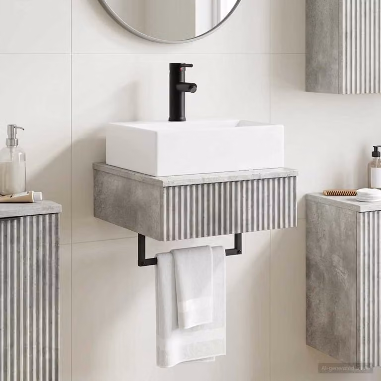 vidaXL Lavabo da parete rettangolare in plastica, L/P/H: 40 x 41 x 39 cm, Grigio e Bianco