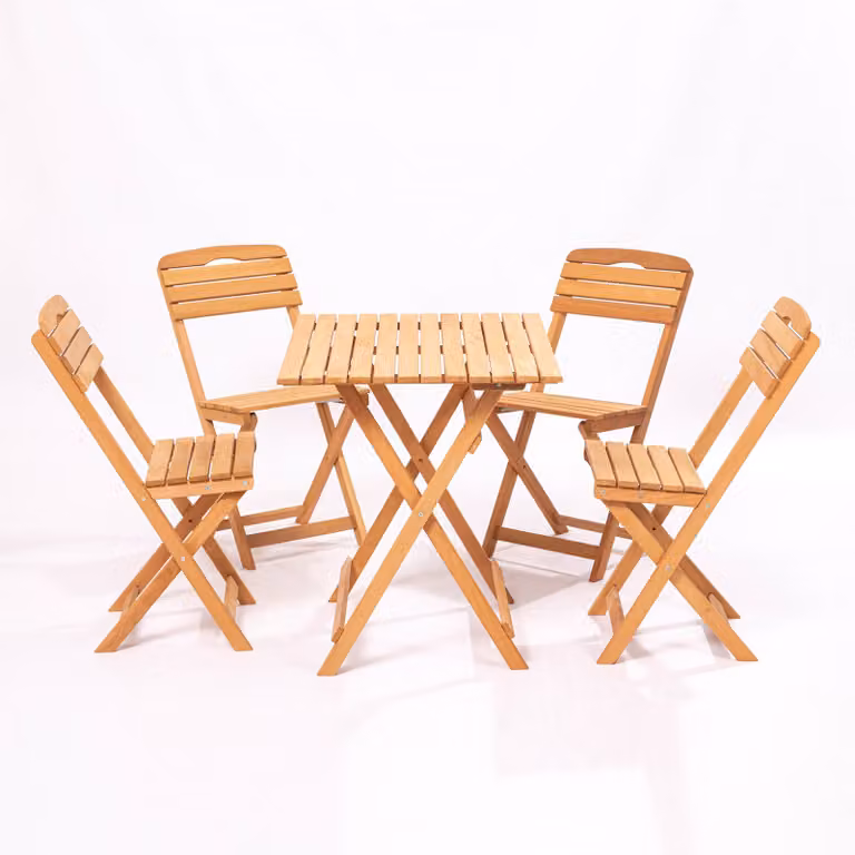 Skye Decor, My004, set tavolo e sedie da giardino (5 pezzi), 100 % FAGGIO, marrone, 80 x 60 x 72 cm