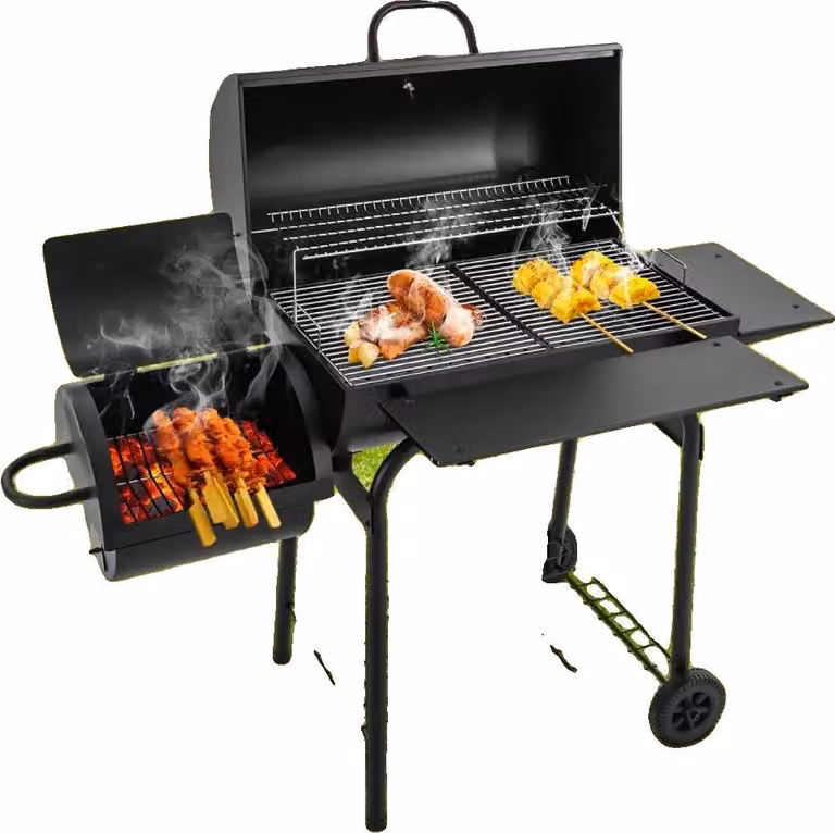 Barbecue a carbonella portatile, design indipendente, ampia superficie di cottura, nero