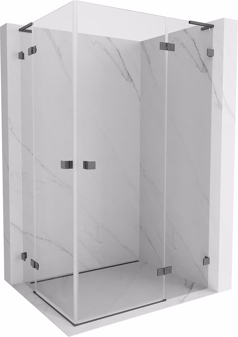 Mexen Lunar L Duo cabina doccia a battente destra 115 x 75 cm, trasparente, grigio canna di fucile spazzolato