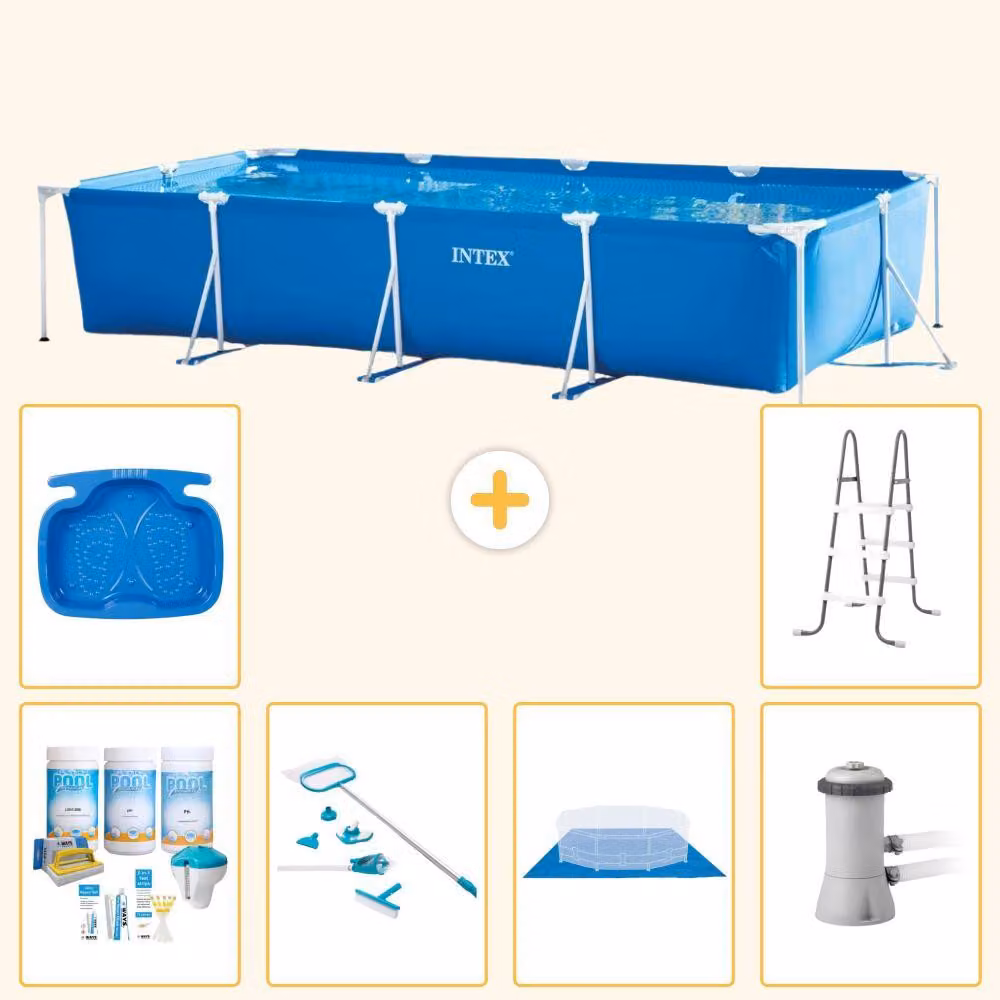 Piscina fuori terra rettangolare - 450x220x84 cm - 7 pezzi - Modello S20852