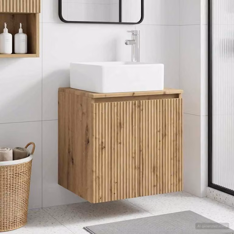 Mobile Lavabo da Parete vidaXL in Rovere Moderno, L: 49,5 cm, P: 41 cm, H: 63 cm