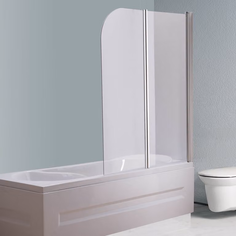 Melko Pannello doccia Pannello doccia pieghevole per vasca da bagno in vetro temperato ESG - 141x117 Vetro trasparente