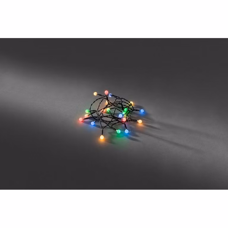 Ghirlanda luminosa a LED con diodi rotondi, timer, 20 diodi colorati, alimentata a batterie
