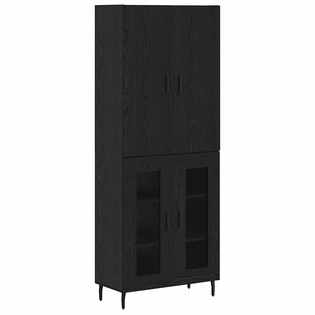 Set di 2 credenze moderne vidaXL in legno e metallo, colore rovere nero e marrone, L/P/H: 69,5 x 34 x 180 cm – 2