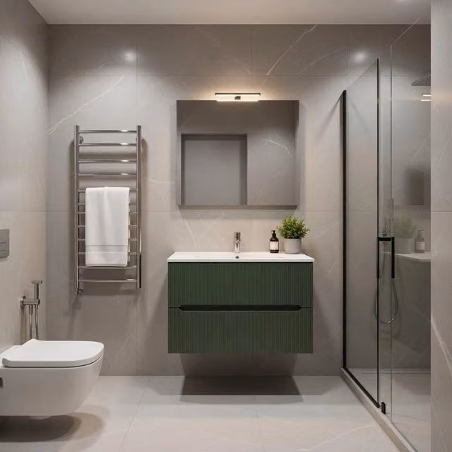 Composizione mobile bagno sospeso con cassetti cm 90 cannettato mod. STICK - Verde Bosco