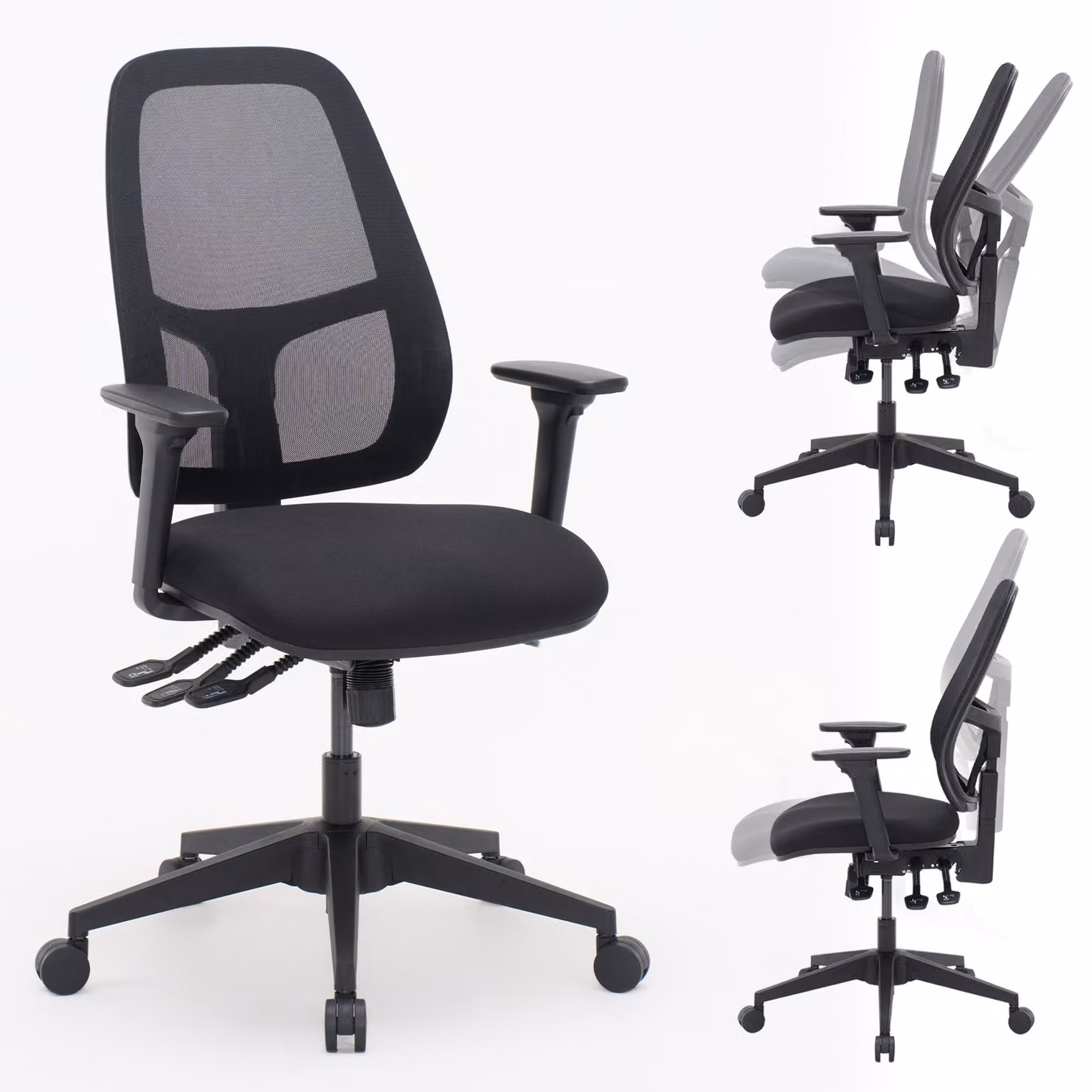 Sedia da ufficio ergonomica, sedia da scrivania con profondità della seduta, altezza dello schienale e altezza della seduta regolabili, inclinazione dello schienale regolabile e funzione di inclinazione della seduta