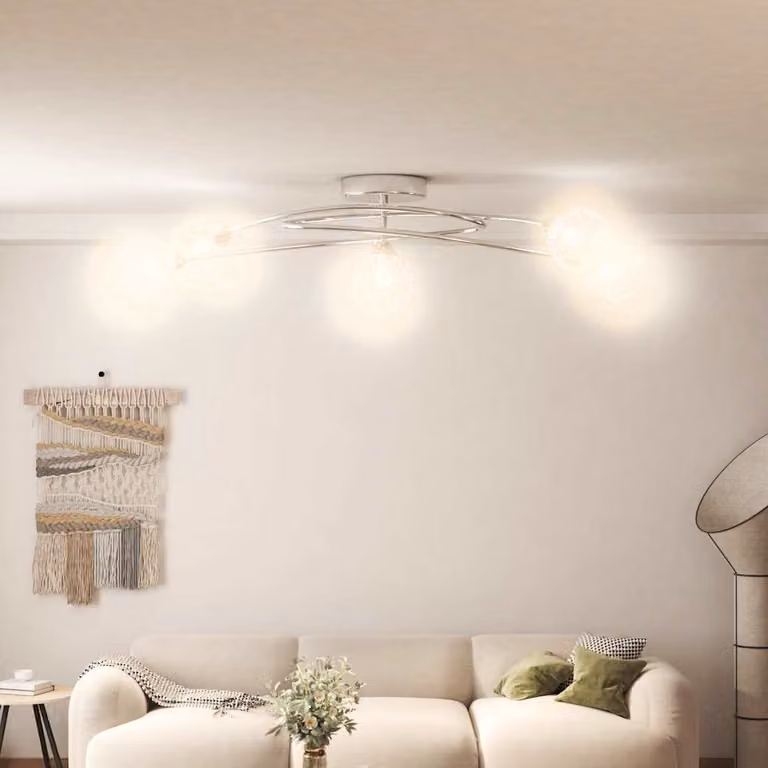 vidaXL Lampada da Soffitto Moderna in Cromo e Vetro Trasparente per 5 Luci LED G9