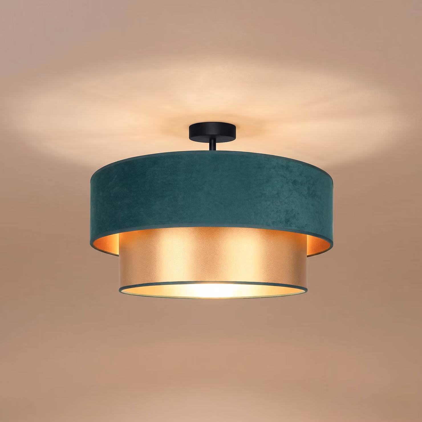 Plafoniera soffitto Dorina Duolla, Verde, Cucina, Tessuto / Stoffa / Seta, Giovanile, Plafoniera